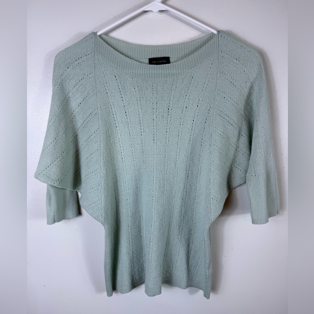 The Limited Womens Batwing Sleeve Sweater Small Sage Green 50% Merino Wool